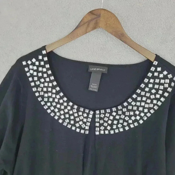 Lane Bryant Women's 22/24 Embellished Front Closure Black Sweater 29PT - Picture 6 of 10